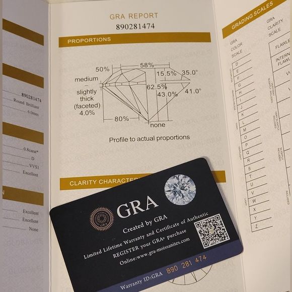 1.6cw 3cttw Certified vvs1 color D 6mm Round moissonite diamond studs - Picture 12 of 16